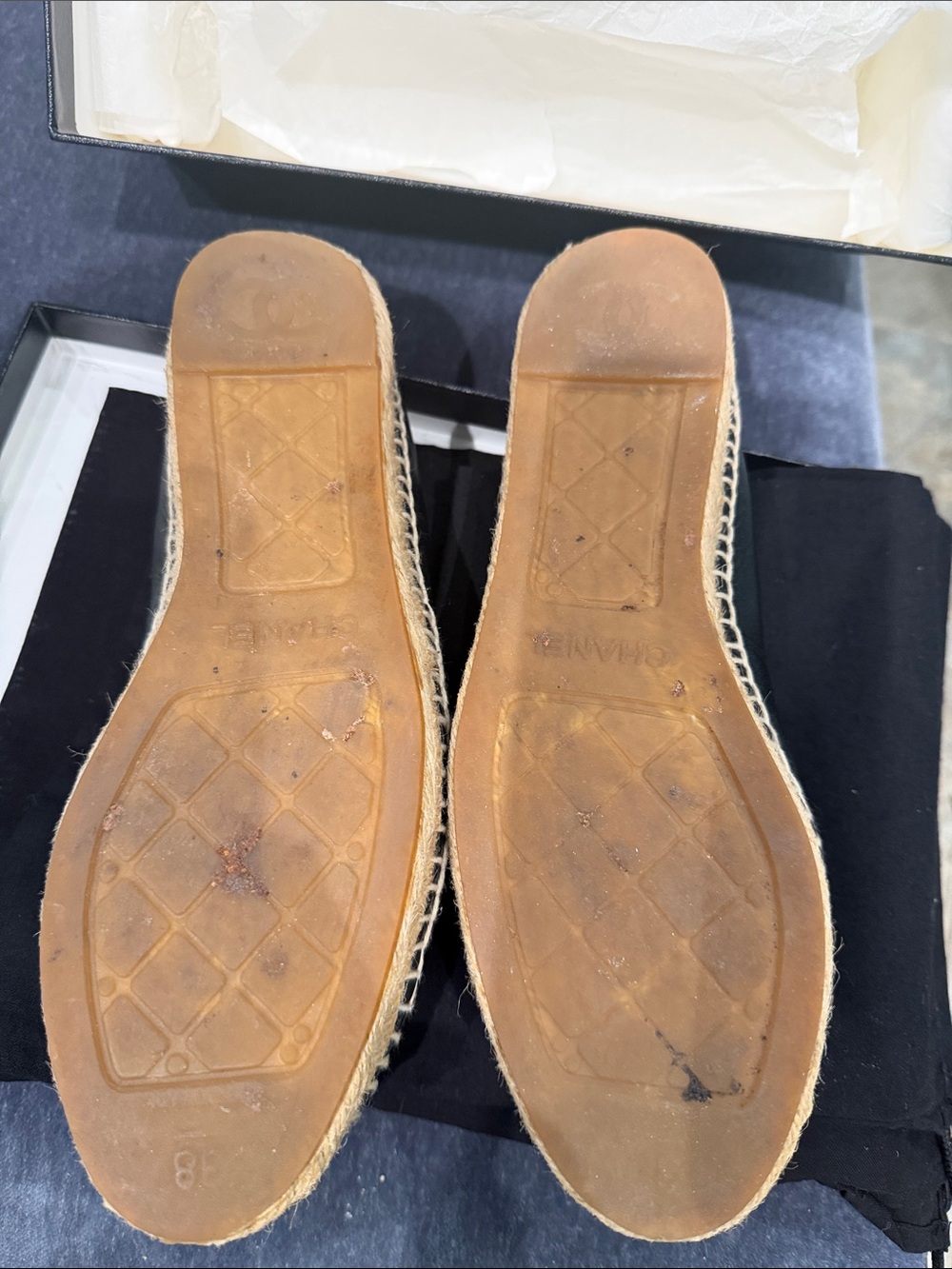 CHANEL Tan Espadrille Flats with Natural Jute Trim - Picture 2 of 5
